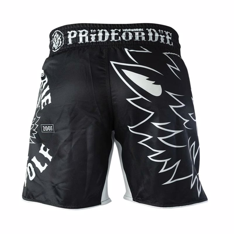 Pride Or Die lone wolf MMA Shorts - Black